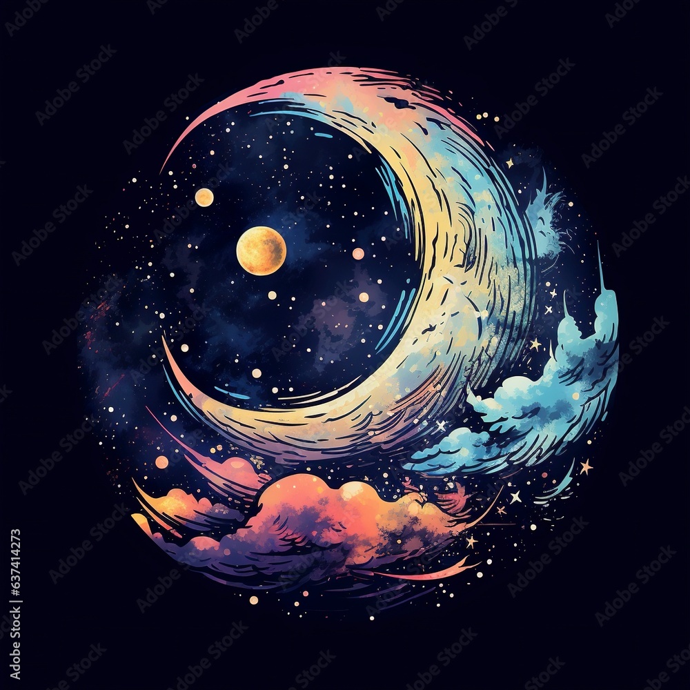 Wall mural earth and moon