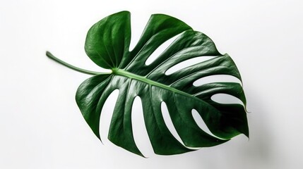 Monstera aesthetics leaf isolated on white background