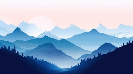 Fototapeta premium blue gradient mountains landscape background