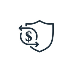 Transaction security icon isolated on white background.  Money transaction security vector symbol, finance, protection for web and mobile design.