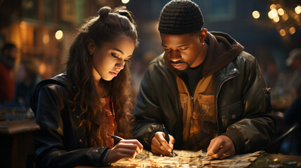 Young girl learning class in classroom.