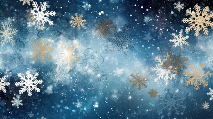 Christmas blue background with snowflakes