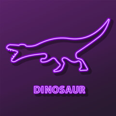 dinosaur neon sign, modern glowing banner design, colorful modern design trend on black background. Vector illustration.