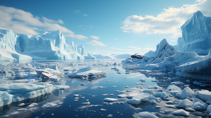 Fototapeta na wymiar Ice sheets melting in the arctic ocean.