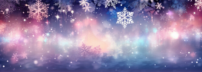 christmas flower pastel abstract snowflakes bokeh texture light background year shine new. Generative AI.