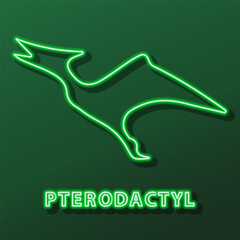 pterodactyl neon sign, modern glowing banner design, colorful modern design trend on black background. Vector illustration. © Oleh