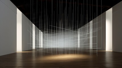 Art installation featuring a wireframe representation of an stock market graph. AI generated