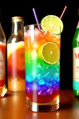 colored cocktail soft drinks (coloured drinks) 