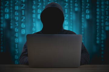 Man looking for secret information online, Mysterious man secretly stealing confidential...