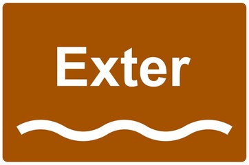 Illustration eines Flussnamenschildes des Flusses "Exter"	