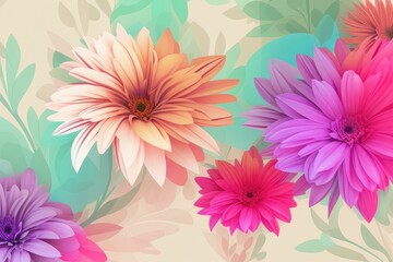 Obraz premium Colorful floral arrangement hanging on a wall Generative AI