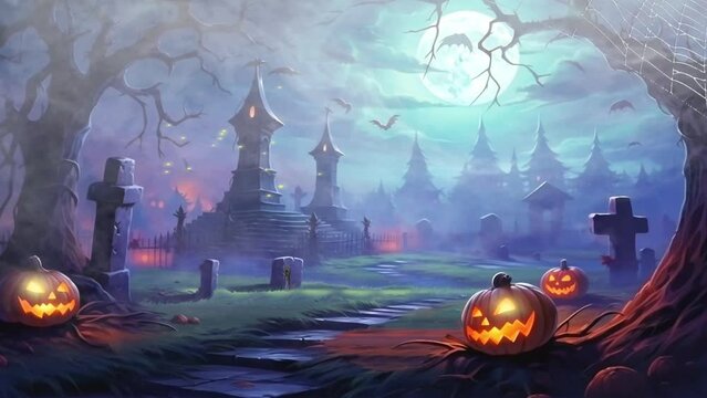 halloween pumpkin night scary animation looping video animated background