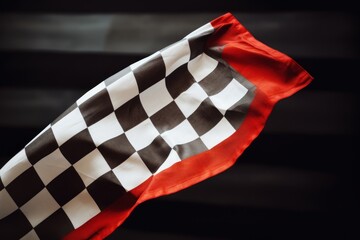 A black and white checkered flag fluttering in the breeze