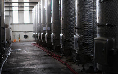 Metal containers tanks production of alcoholic wine products. Production equipment of chemical and...