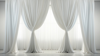 White luxury curtains for doors and windows home decorations for living room and modern style, back drop for photography or presentation wallpapers