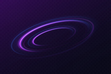 Radial color spirals. Acceleration speed motion on night road. Bright sparkling background. Lines in the shape of a comet against a dark background. The effect of energy and speed. Vector.