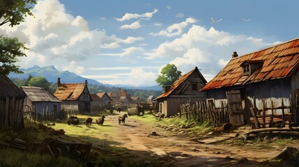 Fototapeta premium view of village