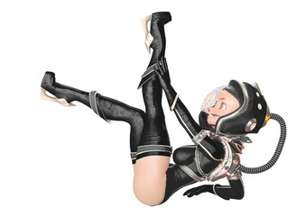 Obraz premium pin up astronaut cartoon