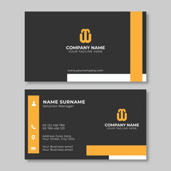 Simple abstract business card with orange and black color design