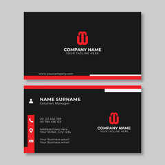 clean business card design with red and black colors