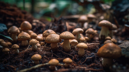 homegrown mushrooms thriving in a repurposed coffee ground substrate.