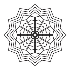 Easy Mandala Flowers Design. Elegant Simple mandala page intricate lines patterns wall art, invitations, tattoo, designs, basic mandalas Coloring page