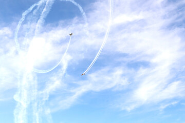 airshow with acrobatic airplanes in romania hawks of romania 