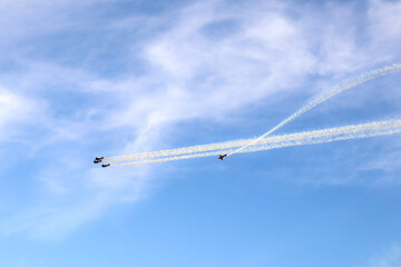 airshow with acrobatic airplanes in romania hawks of romania 