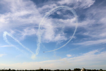 airshow with acrobatic airplanes in romania hawks of romania 