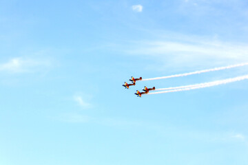 airshow with acrobatic airplanes in romania hawks of romania 