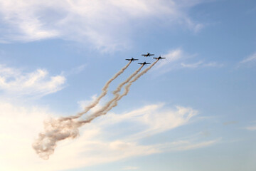 airshow with acrobatic airplanes in romania hawks of romania 