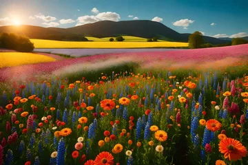 Foto op Canvas field of flowers 4k Ultra Hd High Quality © Nature Lover