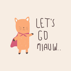 cute hand drawn cats illustration. for fabric, print, textile, wallpaper, apparel