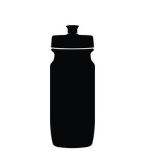 Plastic water bottle silhouette, sports fitness water flask bottle icon