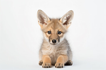 Fototapeta premium a small brown puppy sitting on a white surface