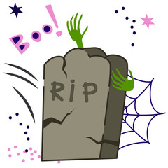 Spooky tombstone Halloween Doodle vector Illustration