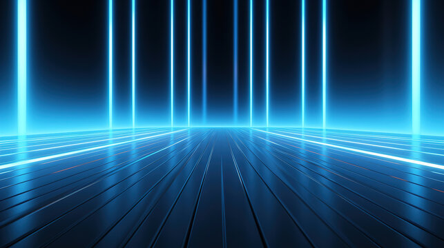 Glowing Lines in the Neon Tunnel.Generative Ai