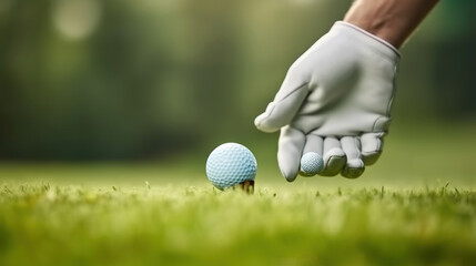 Gloved Hand Positions Golf Ball on Tee with Precision