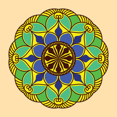 Circular pattern in form of mandala with flower for Henna, tattoo, decoration. Decorative ornament in ethnic oriental style. Hand drawn background. Islam, Arabic, Indian. Mandalas for coloring book.