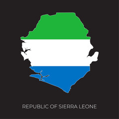 Fototapeta premium Sierra Leone map and flag. Detailed silhouette vector illustration