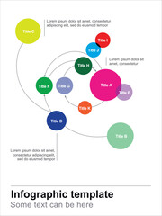 Multicolored vector circular infographic rainbow diagram. Creative, for different areas of business and activity. Circles for entering text and pointing arrows for  forms of describing your business