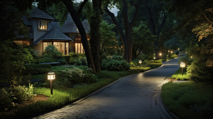 park street in the night.Generative Ai