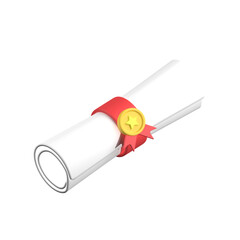 Graduation diploma with Degree. icon 3d rendering illustration.