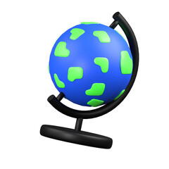 Back to school green globe icon. 3d rendering illustration.