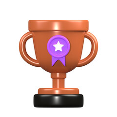 Winner trophy. The Bronze trophy. icon 3d rendering illustration.