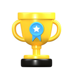 Winner trophy. The golden trophy. icon 3d rendering illustration.