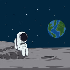 Lunar Serenity: Astronaut Contemplating on the Moon