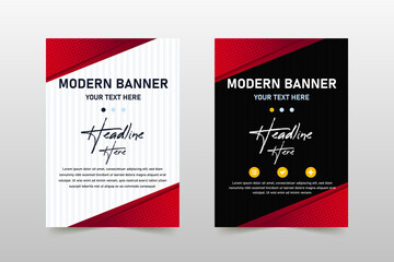 Abstract Beautiful Black and Red Diagonal Banner Template