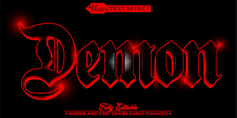 Dark Red Horror Demon Vector Editable Text Effect Template