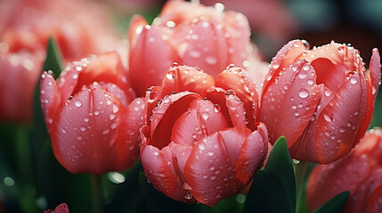 Tulips with dew. 